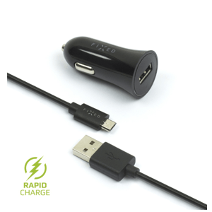 FIXED Autonabíjačka microUSB 2.4A čierna FIXCC-UM-BK - Univerzálny USB adaptér do auta s microUSB káblom