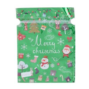 Vianočné vrecko snehuliak/santa zelené plast 24x32cm 226296 - Dekorácia