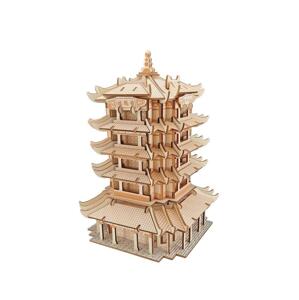 Woodcraft construction kit Drevené 3D puzzle Yellow Crane Tower XF-G007H - 3D skladačka