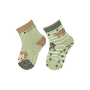 STERNTALER Ponožky protišmykové na lozenie Lev a Les ABS 2ks v balení zelená chlapec veľ.22 12-24m 8012420-238-22