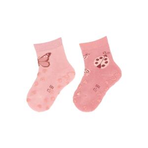 STERNTALER Ponožky protišmykové na lozenie Motýlik a Lienka ABS 2ks ružová dievča veľ. 18 6-12m 8012422-707-18