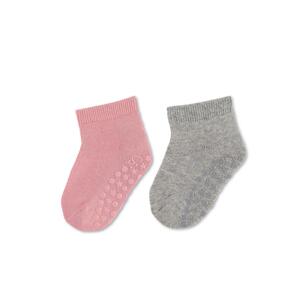 STERNTALER Ponožky protišmykové krátke ABS 2ks v balení ružová dievča veľ. 20 12-24m 8102330-748-20