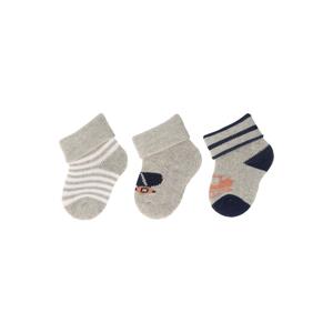 STERNTALER Ponožky froté 3ks v balení svetlá sivá chlapec veľ. 0 0-1m 8202400-545-0