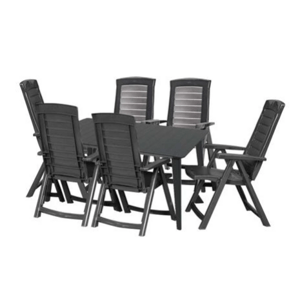 Hecht JARDIN GRAPHITE 6 - stôl a 6ks polohovacie stoličky, plast
