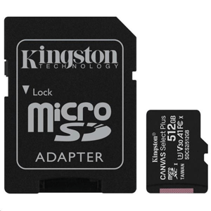 Kingston Canvas Select Plus MicroSDXC 512GB class 10 (r100MB,w85MB) SDCS2/512GB - Pamäťová karta + adaptér