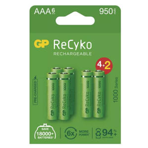 GP ReCyko HR03 (AAA) 950mAh 4+2ks B2111V - Nabíjacia batéria