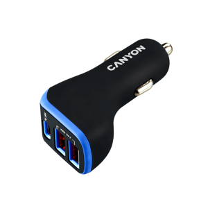 Canyon 2x USB-A, 1xUSB-C 18W PD fialovo-čierny CNE-CCA08PU - Univerzálny USB adaptér do auta