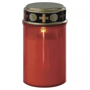 Emos LED náhrobná sviečka červená, 2xC, vonkajšia aj vnútorná, teplá biela, senzor DCCV20 - LED hrobová sviečka