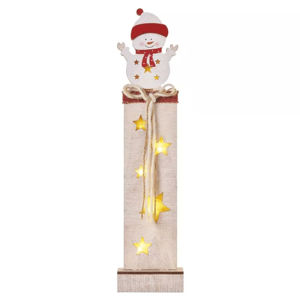 Emos LED dekorácia drevená – snehuliak 46cm, 2x AA, vnútorná, teplá biela, časovač DCWW12 - Vianočná dekorácia