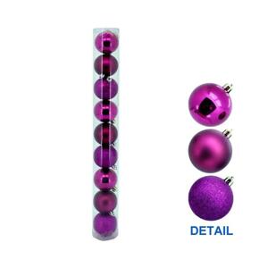 Vianočné gule plast 6cm s/9 020 fialové 97714 - Dekorácia