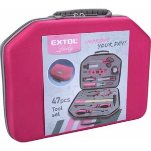 EXTOL 6590 - Sada náradia 47ks, ružové textilné puzdro