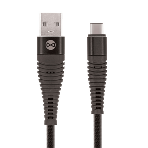 Forever USB-C kábel 1m shark čierny textilný DATAUSBCFORBK - Prepojovací kábel 2A