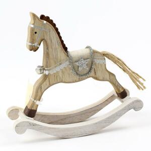 Kôň hojdací drevo natur / biely 16,5x15x5cm 212560 - Dekorácia