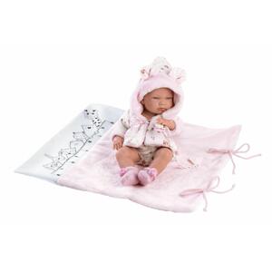 Llorens Llorens 73898 NEW BORN DIEVČATKO- realistická bábika bábätko s celovinylovým telom - 40 cm MA4-73898