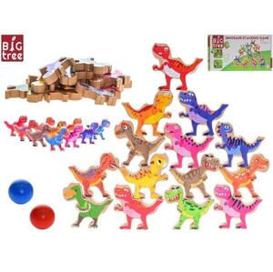 MIKRO -  Big Tree dinosaurus jenga/puzzle 16ks dinosaurov 8cm 610282 - drevená hračka