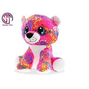 MIKRO -  Leopard Rainbow plyšový farebný Star Sparkle 35cm sediaci 0m+ 93524 - plyšová hračka
