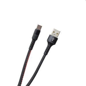 MobilNET Dátový a nabíjací kábel TPU USB/USB-C, 2A, 1m, čierny KAB-0116-USB-TYPEC