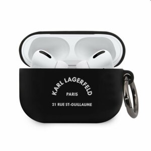 Karl Lagerfeld Rue St Guillaume silikónový obal pre Apple AirPods Pro, čierny