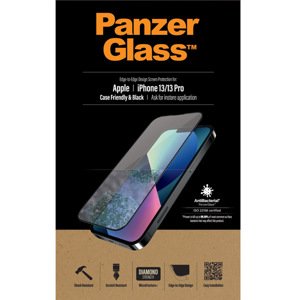Ochranné temperované sklo PanzerGlass Case Friendly pre Apple iPhone 13/13 Pro, čierne PRO2745