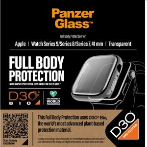 Tvrdené sklo Full Body D3O PanzerGlass pre Apple Watch 9/8/7 41 mm, clear