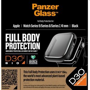 Tvrdené sklo Full Body D3O PanzerGlass pre Apple Watch 9/8/7 41 mm, čierne