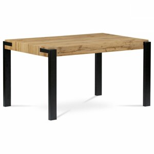 AUTRONIC HT-725 OAK jedálenský stôl 140x88x76, doska MDF dekor divoký dub, kov čierny mat